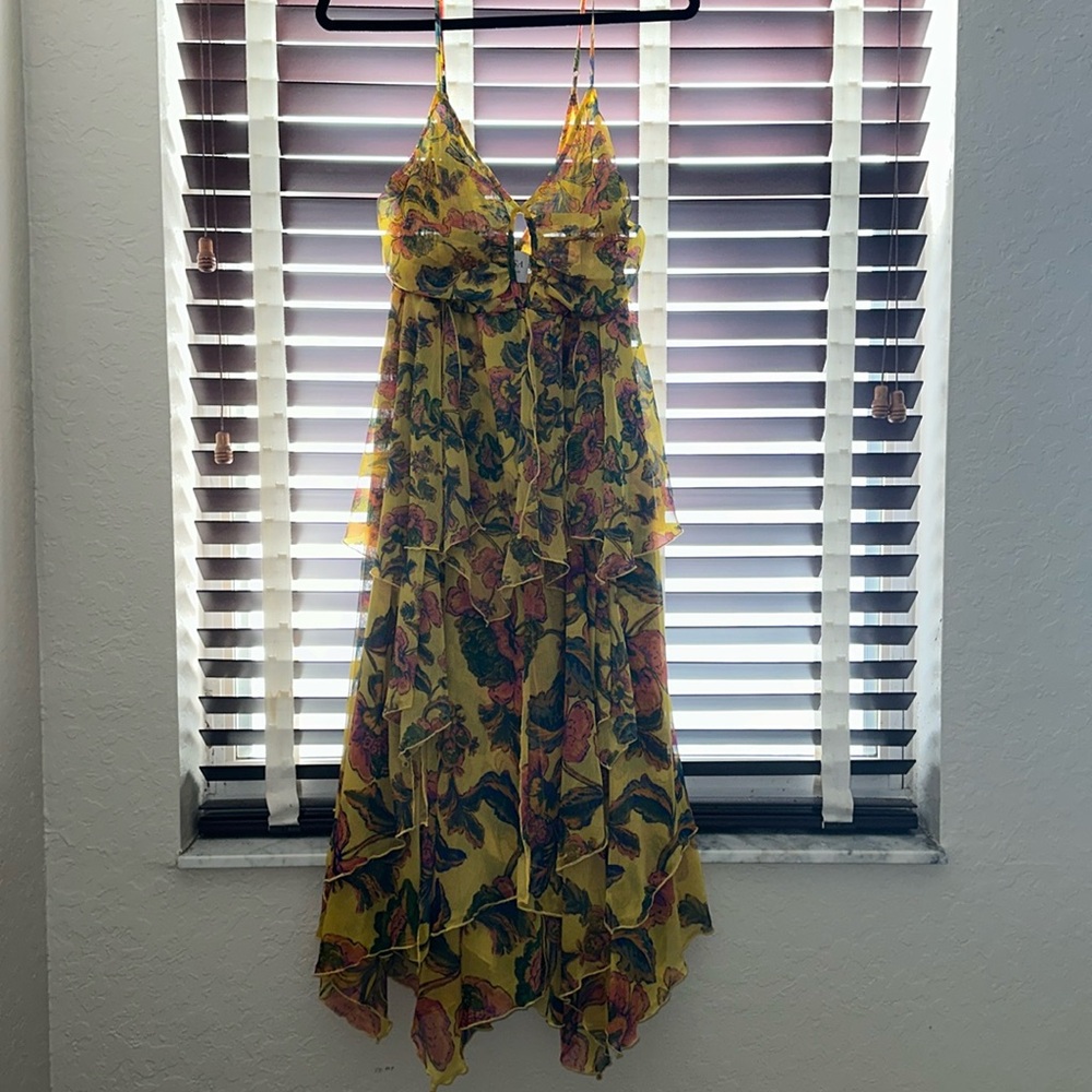 MISA LOS ANGELES Daphne Floral Print Chiffon Midi Dress